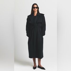 SKIMS BOYFRIEND FLEECE OVERSIZED TRENCH COAT - XS - ONYX